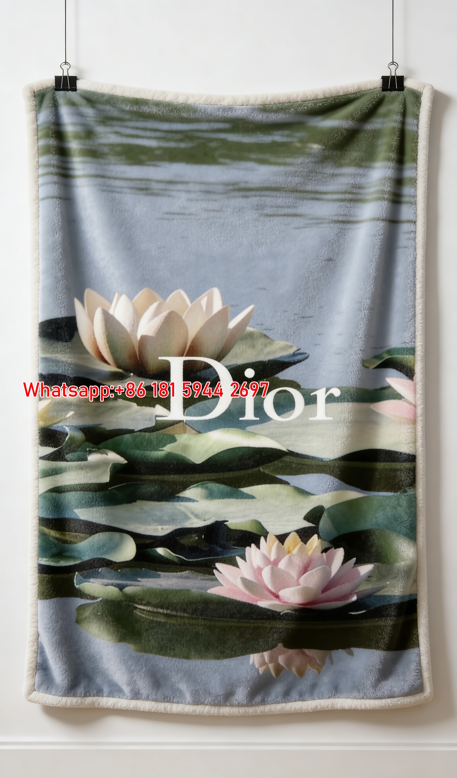 Dior Water Lily Pond Flannel Sofa Blanket D313